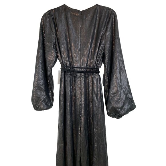 BTFL-Life Black Sequin Wide-Leg Jumpsuit M Poof Sleeves Fully Lined RV10313 NWT - Picture 9 of 15
